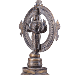 Vintage Brass Lord Vishnu with Sudarshan Chakra Aura | 16.5" x 12" x 5" (41.9 x 30.5 x 12.7 cm) | 5.5 kg Sacred Divine Art